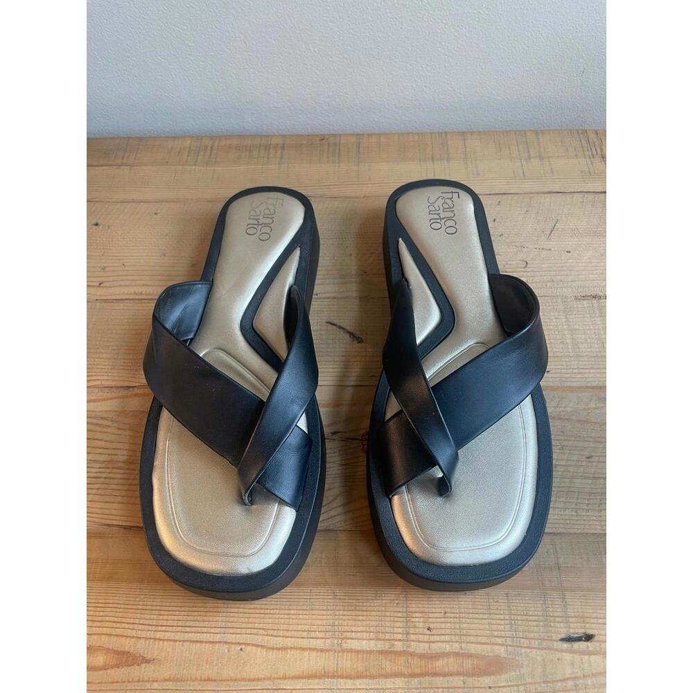 Franco Sarto Janey Platform Sandals – Black Faux Leather (Size 10)